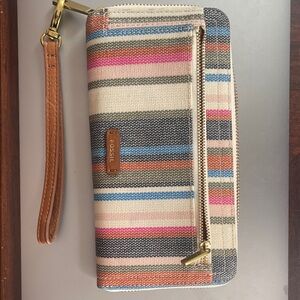 Fossil Multicolor Striped Wristlet Wallet